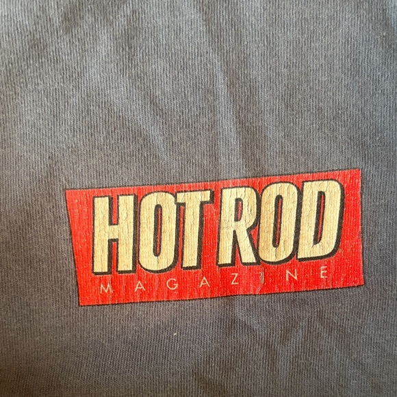 Blue Hot Rod Magazine Men's T-Shirt With Graphic Design Logo and Car - Picture 5 of 6